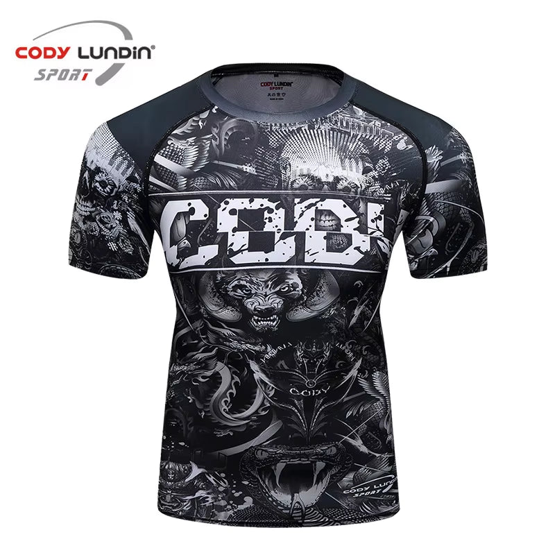 MMA BBJ Rashguard T Shirts Men Short Sleeve Compression Shirt Muay Thai Monkey GI Kickboxing Shirts Sport Breathable Boxe Tops