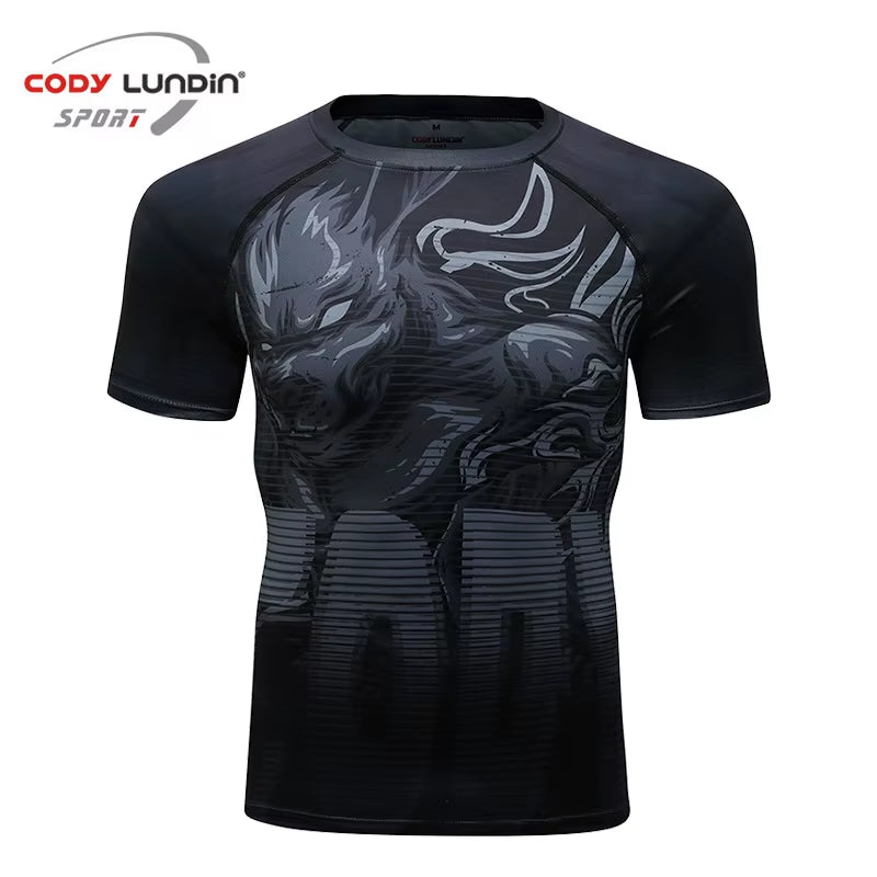 MMA BBJ Rashguard T Shirts Men Short Sleeve Compression Shirt Muay Thai Monkey GI Kickboxing Shirts Sport Breathable Boxe Tops