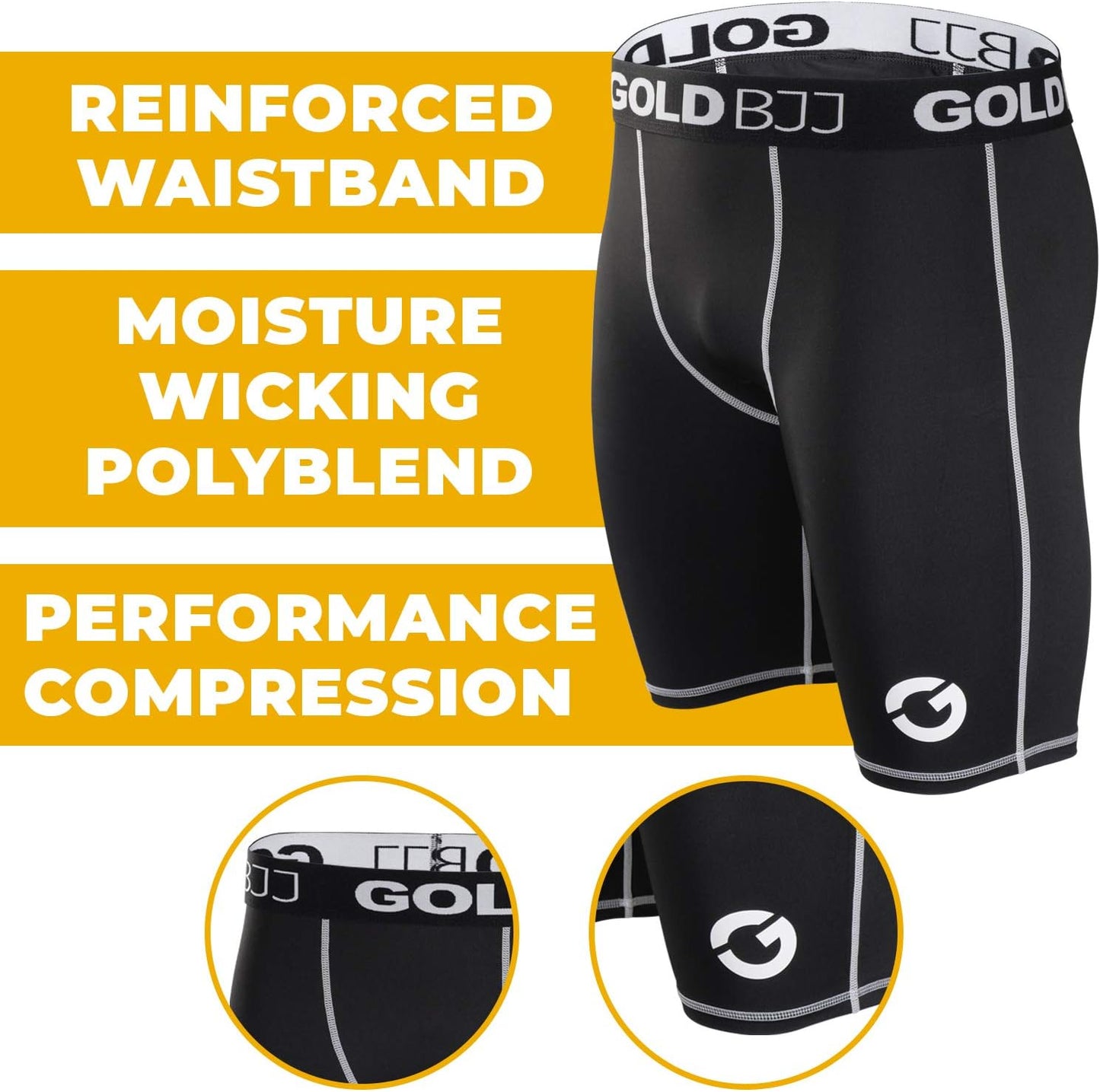 Jiu Jitsu Compression Shorts - Base Layer for Gi and No-Gi Grappling - Martial Arts Short