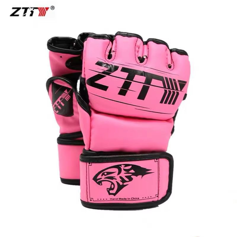 Half Finger Boxing Gloves PU Leather MMA Fighting Kick Boxing Gloves Karate Muay Thai Training Workout Gloves Men