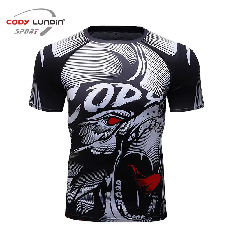 MMA BBJ Rashguard T Shirts Men Short Sleeve Compression Shirt Muay Thai Monkey GI Kickboxing Shirts Sport Breathable Boxe Tops