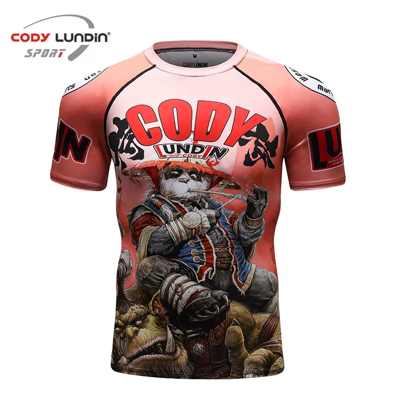 MMA BBJ Rashguard T Shirts Men Short Sleeve Compression Shirt Muay Thai Monkey GI Kickboxing Shirts Sport Breathable Boxe Tops