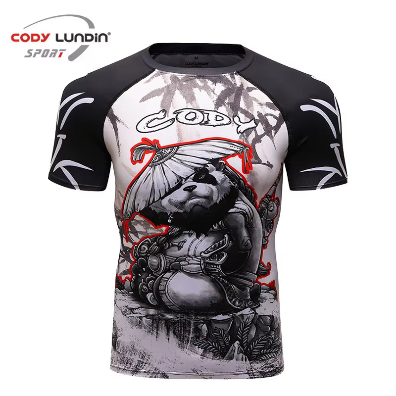 MMA BBJ Rashguard T Shirts Men Short Sleeve Compression Shirt Muay Thai Monkey GI Kickboxing Shirts Sport Breathable Boxe Tops