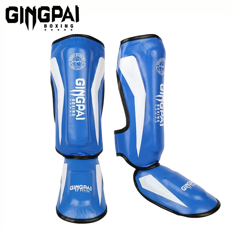 Thicker Boxing Shin Guards PU Leather Protection Leggings Equipment Martial Arts Muay Thai Leg Taekwondo Feet Ankle Protectors