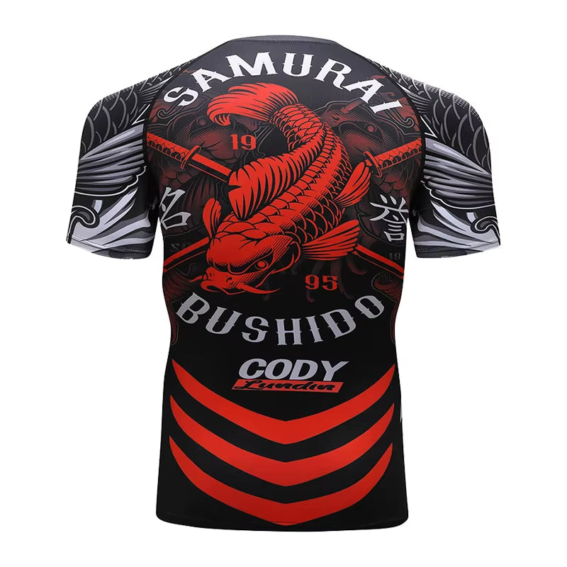 MMA BBJ Rashguard T Shirts Men Short Sleeve Compression Shirt Muay Thai Monkey GI Kickboxing Shirts Sport Breathable Boxe Tops